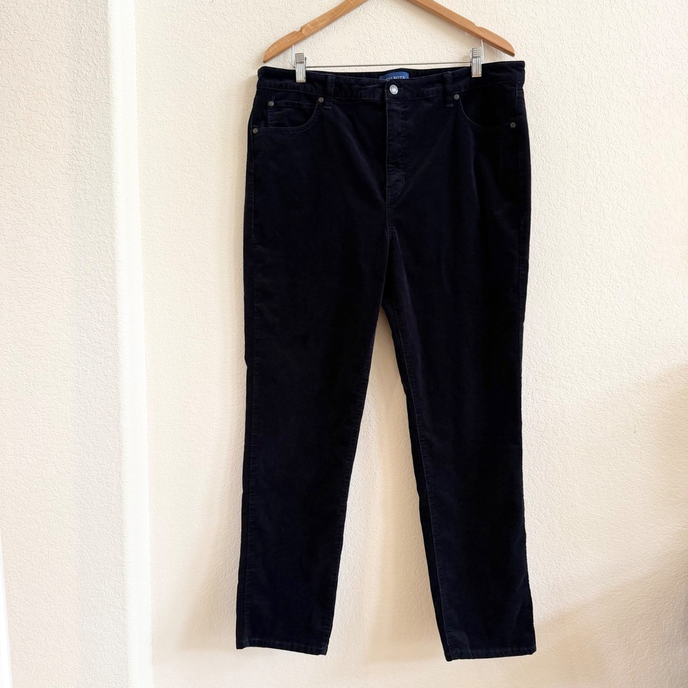 Talbots Womens 16 High-Rise Straight-Leg Corduroy Pants Navy Blue Stretch Cotton
